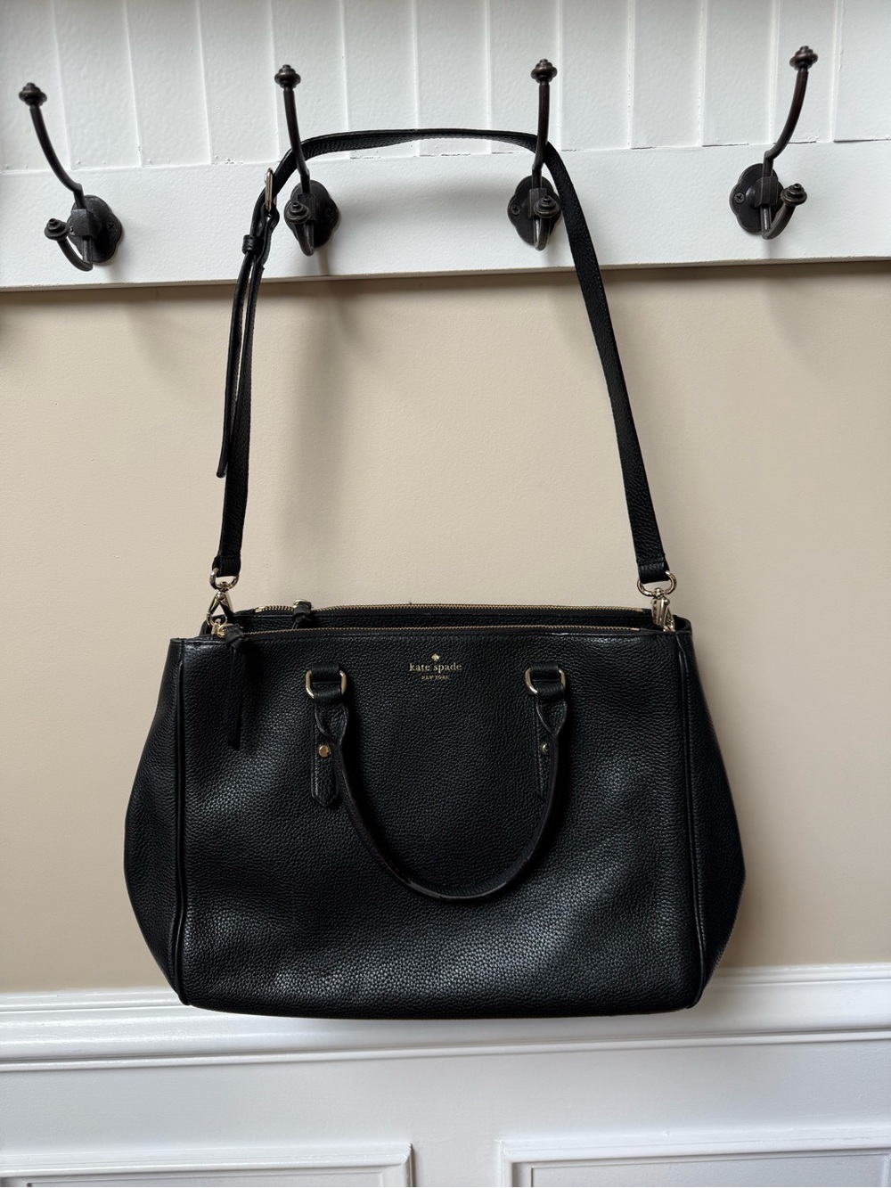 kate spade Black Pebbled Leather Shoulder Satchel